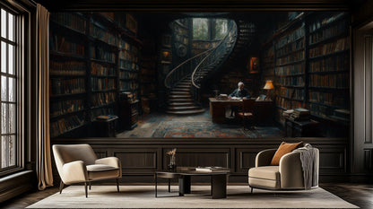 Classic Bookshelf wallpaper mural - XWALLX