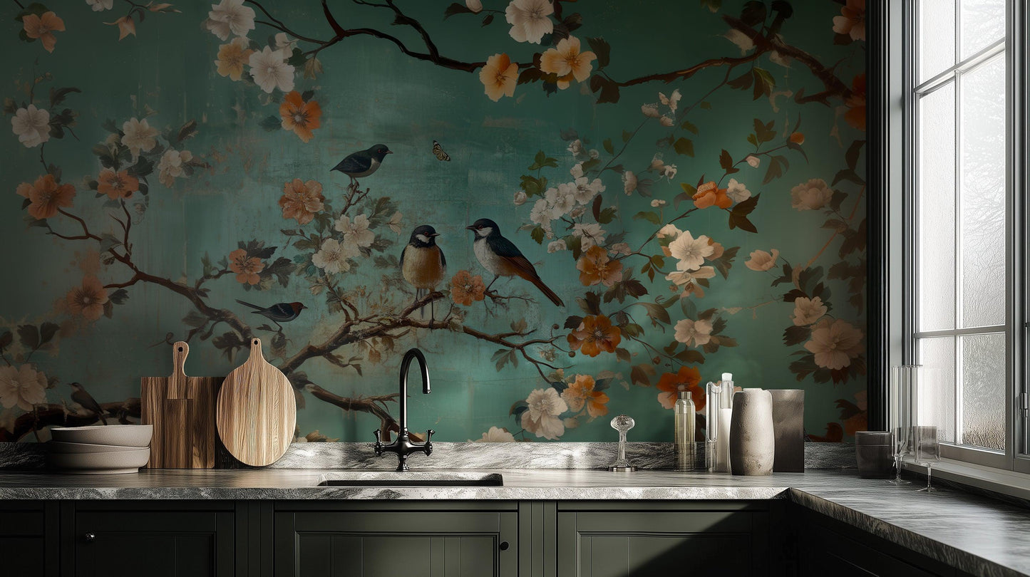 Bird and Floral wallpaper - XWALLX