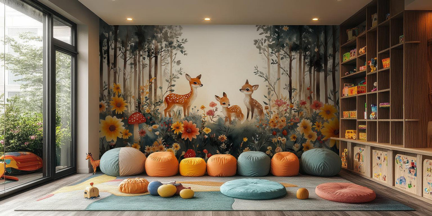 Deer and Fawn wallpaper mural - XWALLX