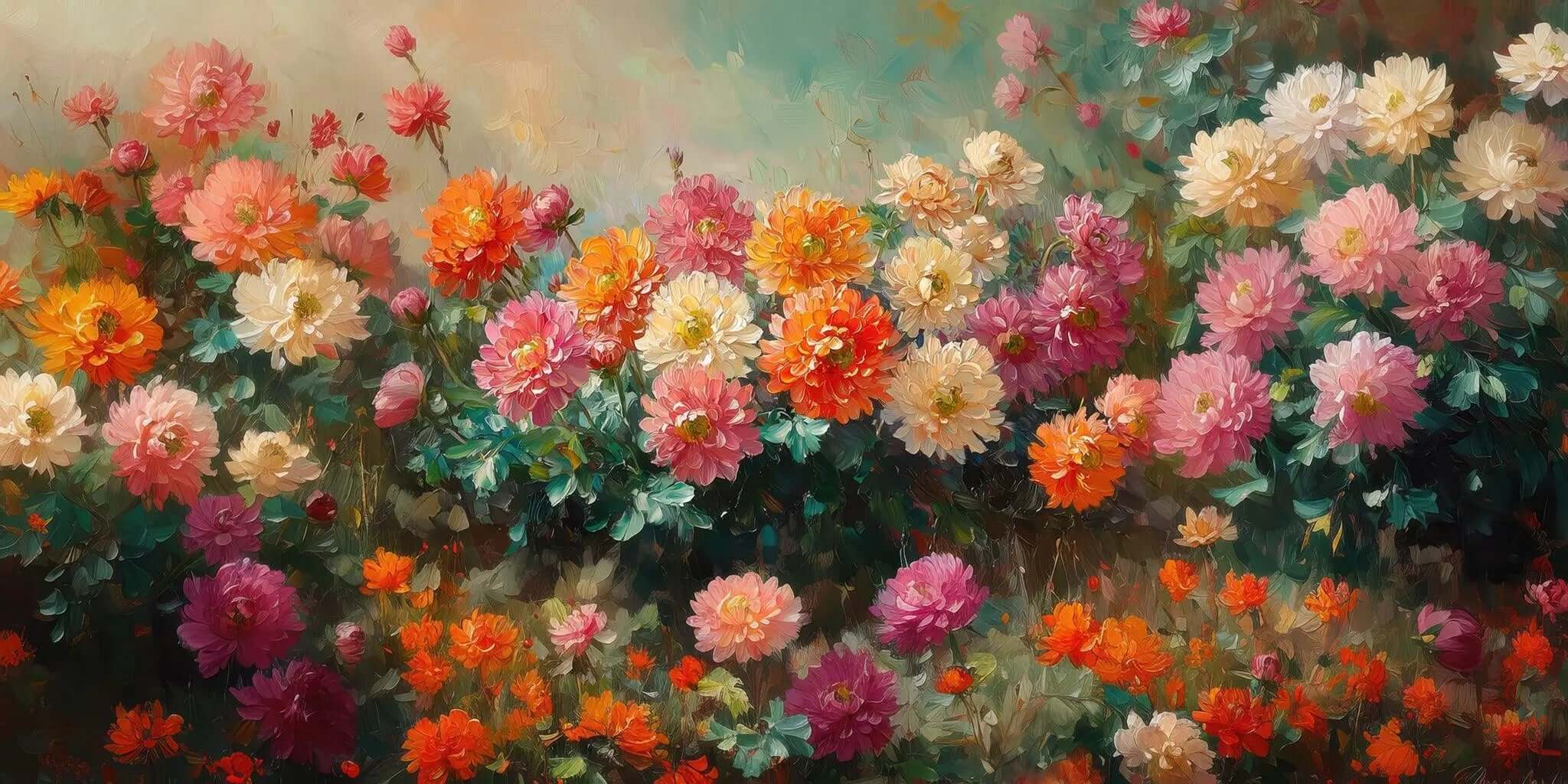 Renkli Floral Bahçe Poster Duvar Kağıdı