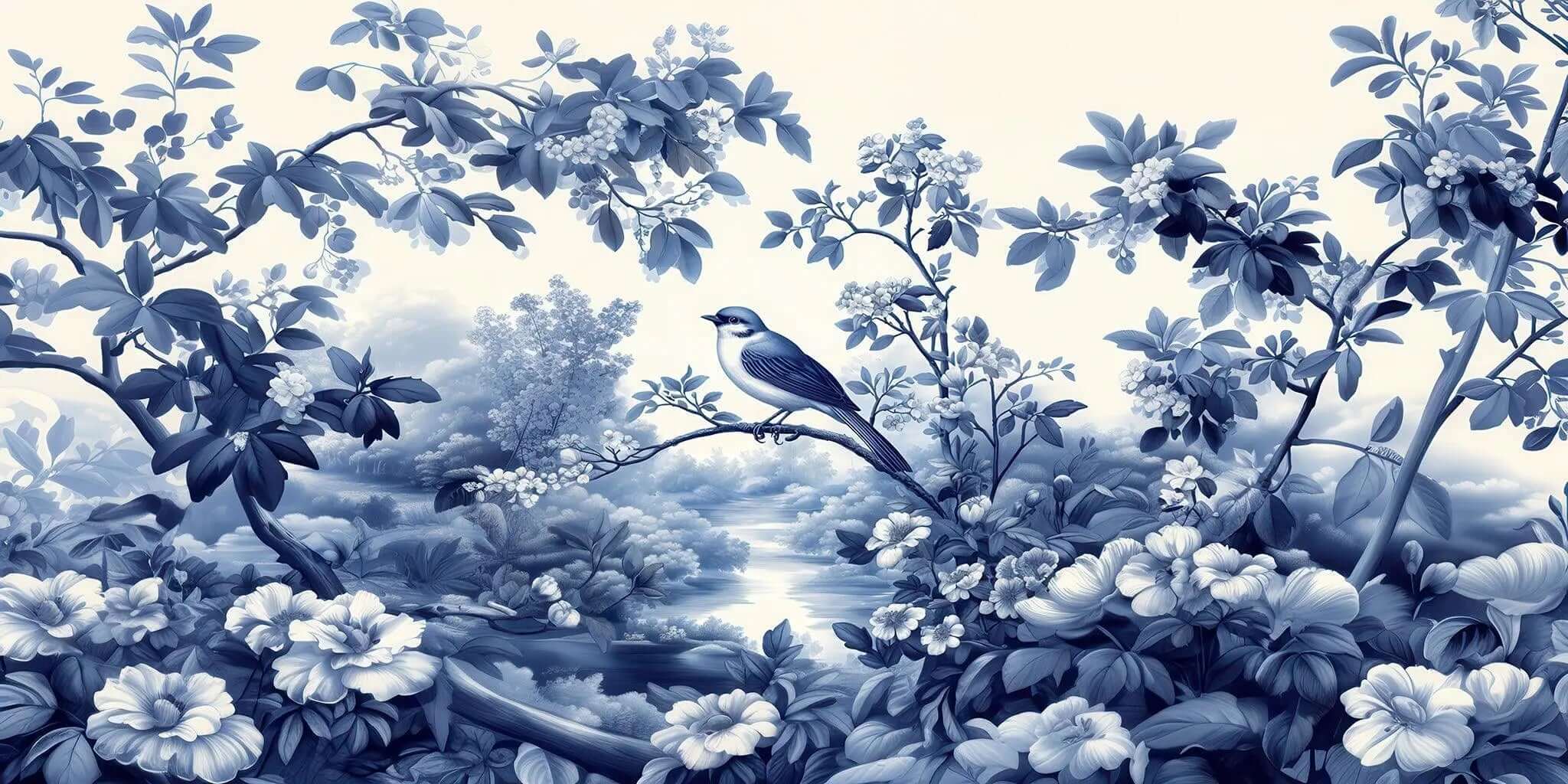 Mavi Floral Poster Duvar Kağıdı