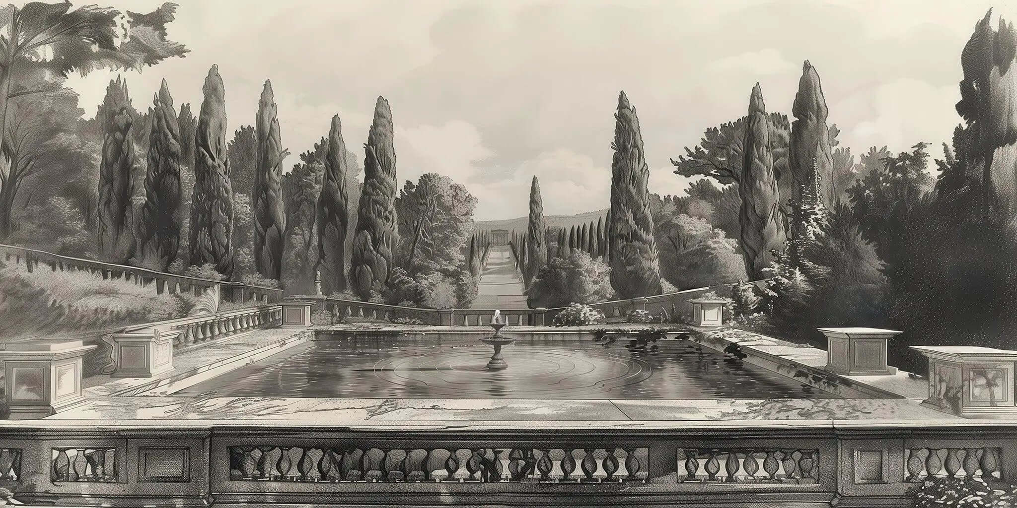 Monochrome Garden Wallpaper Mural