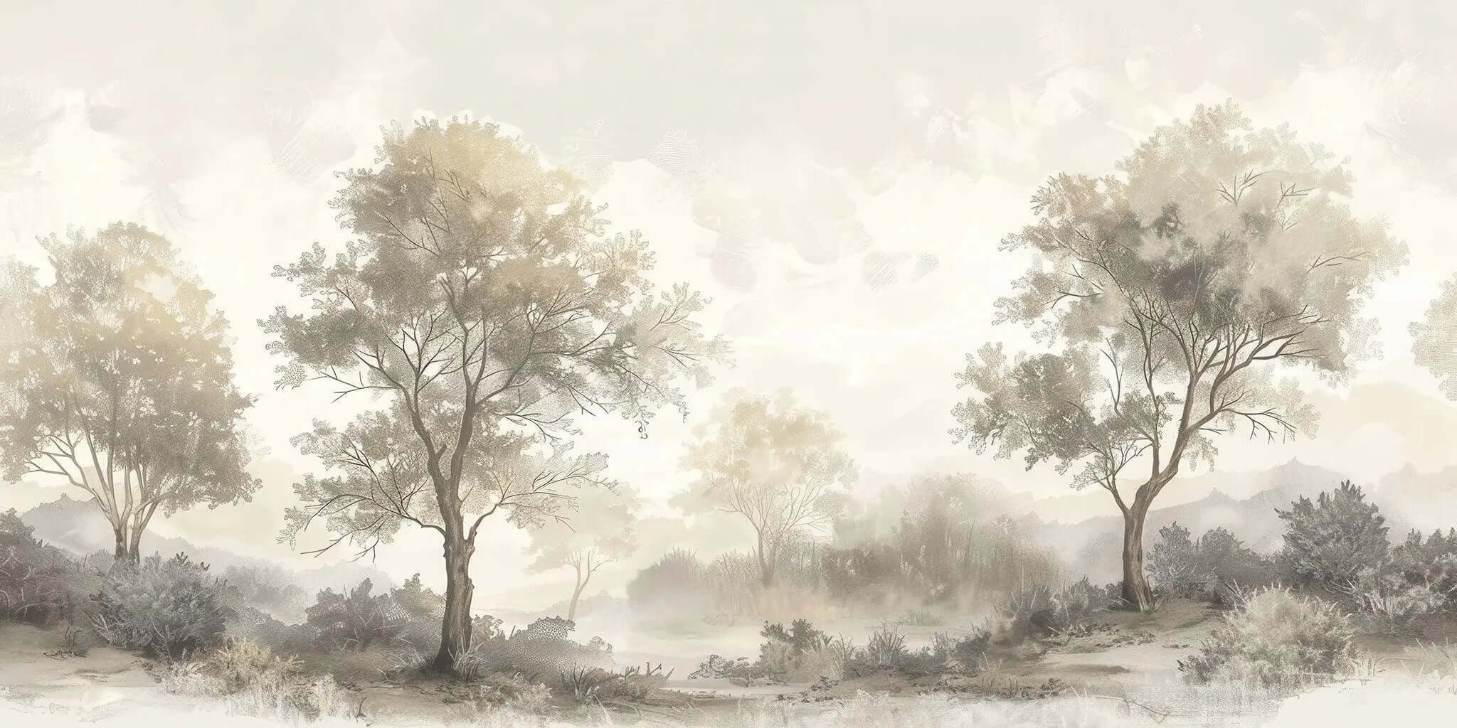 Minimalist Forest Wallpaper Mural