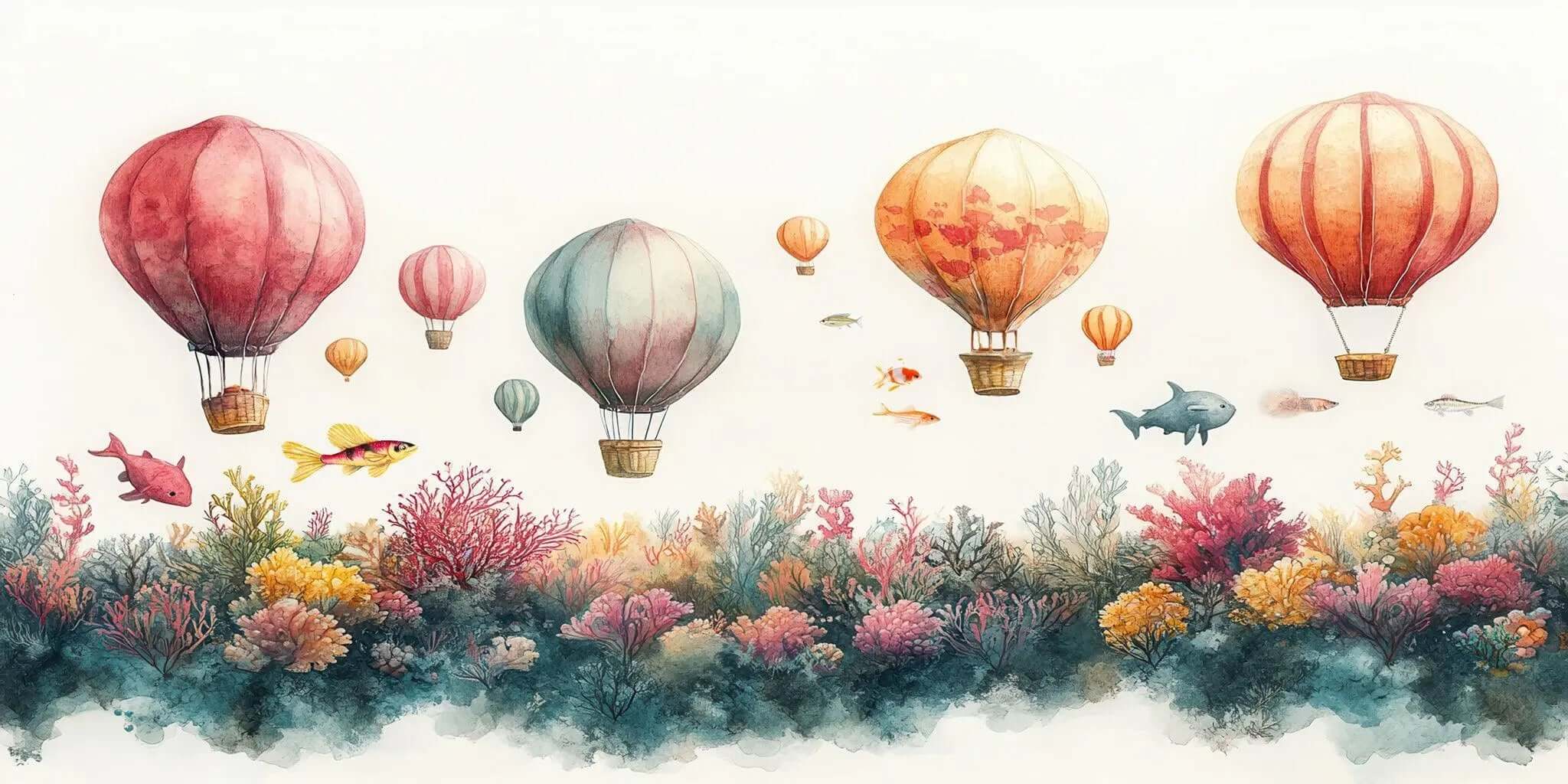Sihirli Mercan Balon Yolculuğu Poster Duvar Kağıdı