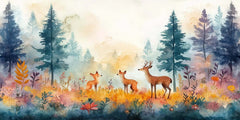Watercolor Forest Friends Wallpaper Mural