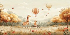 Giraffe and Bear Wallpaper Mural