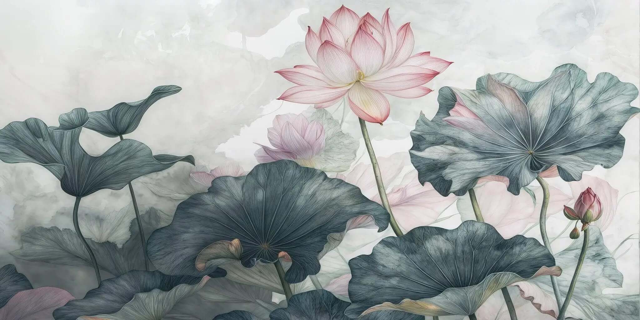 Suluboya Lotus Poster Duvar Kağıdı