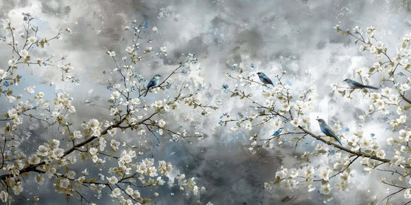 White Blossom Wallpaper Mural - Sample