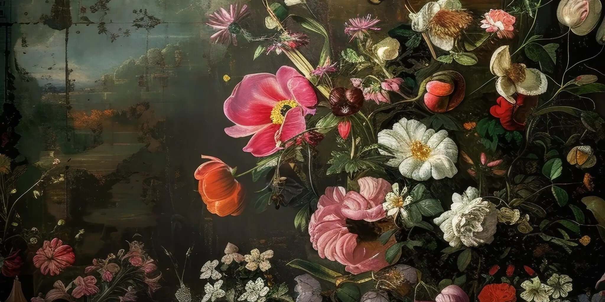 Romantik Floral Poster Duvar Kağıdı
