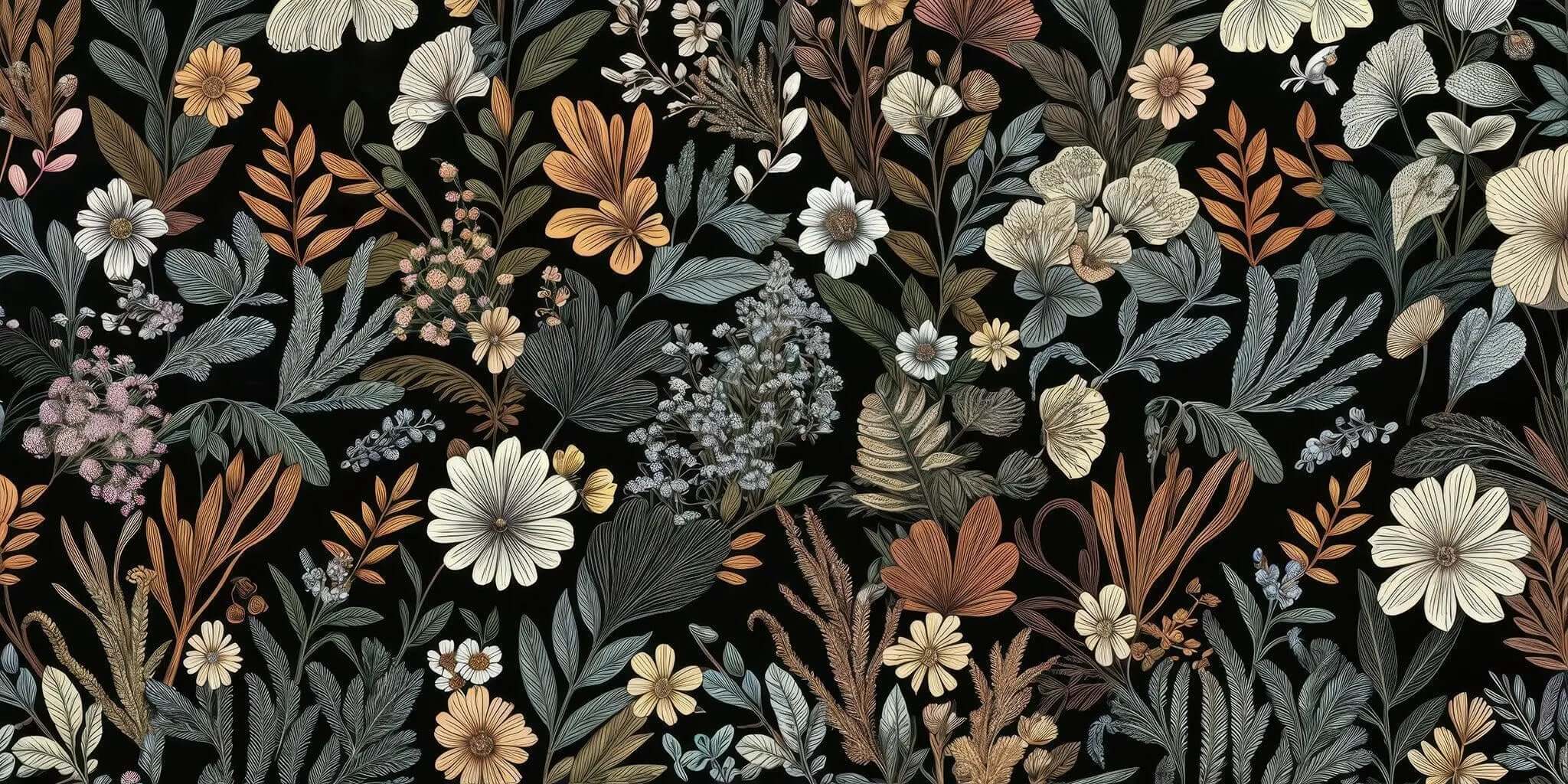 Vintage Floral Poster Duvar Kağıdı