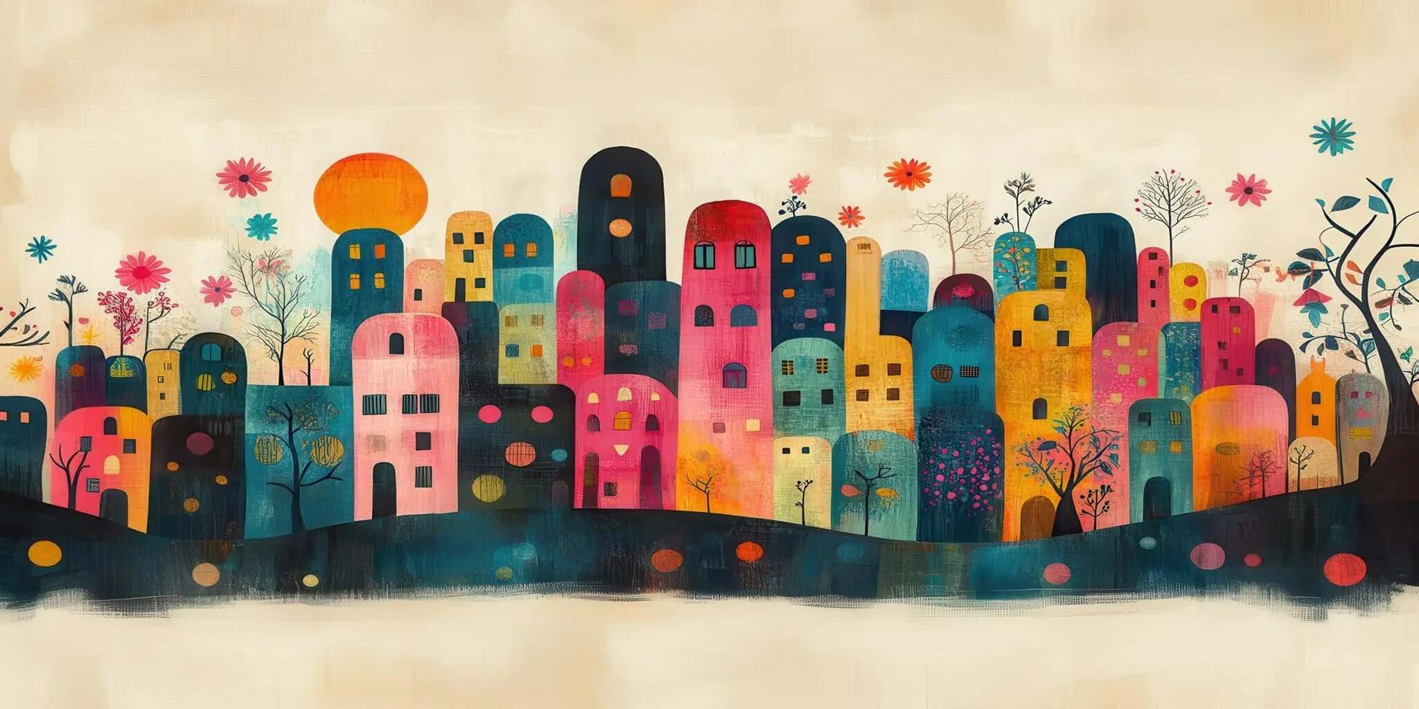 Colorful City Wallpaper Mural
