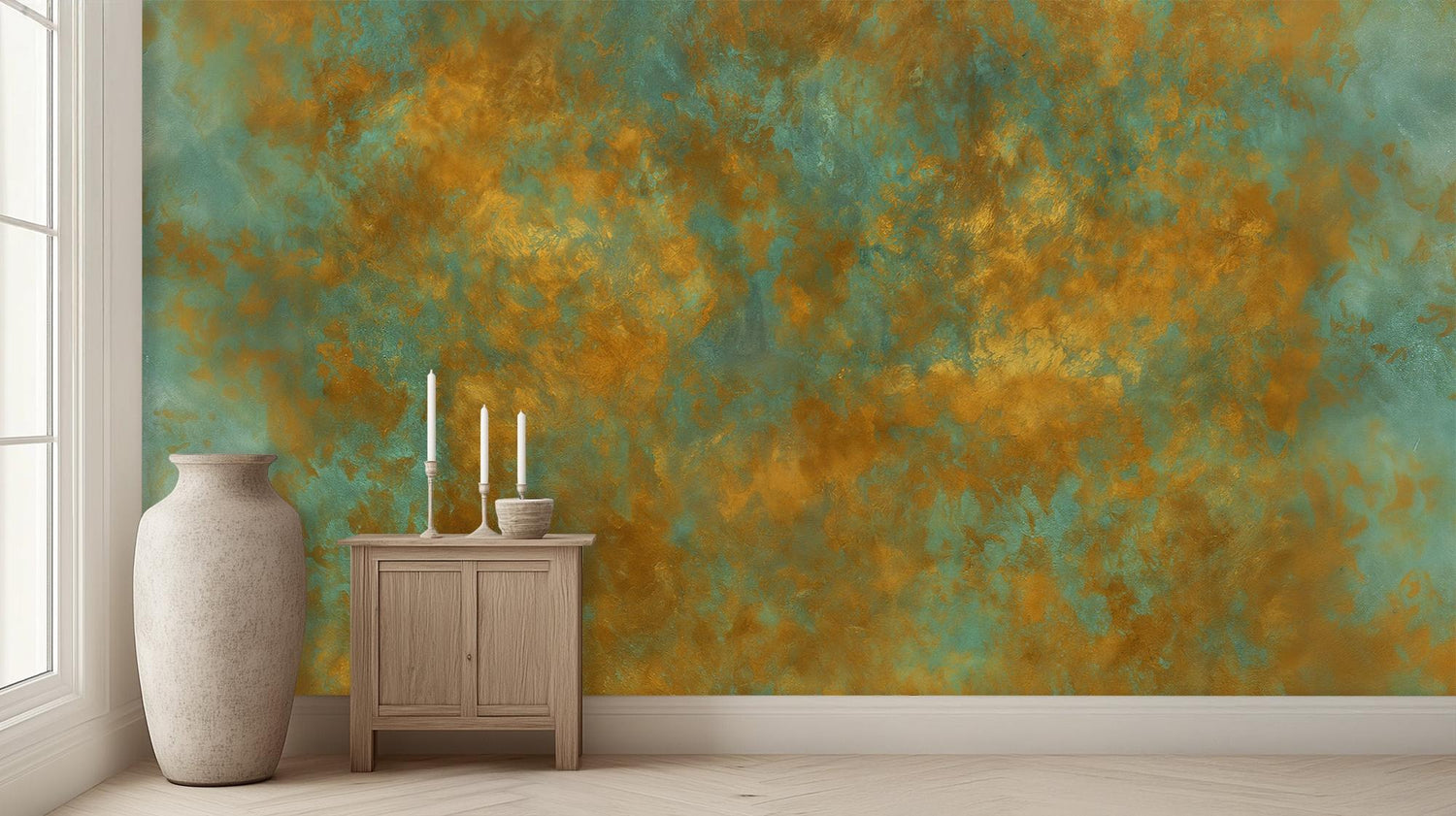 Abstract Aqua wallpaper for Living Room