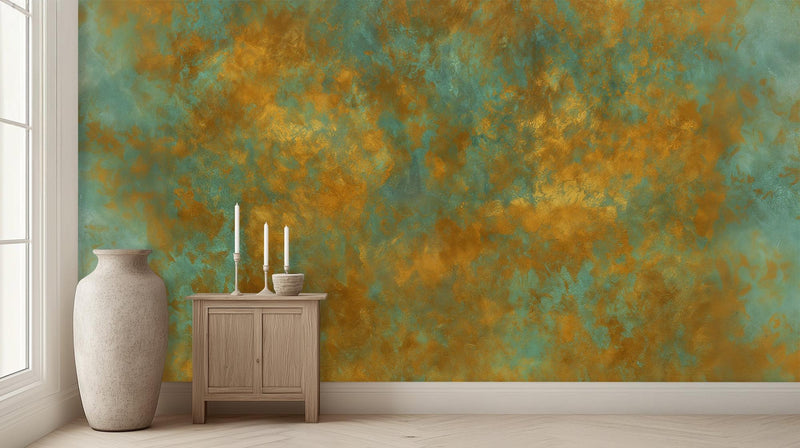 Abstract Aqua wallpaper for Living Room