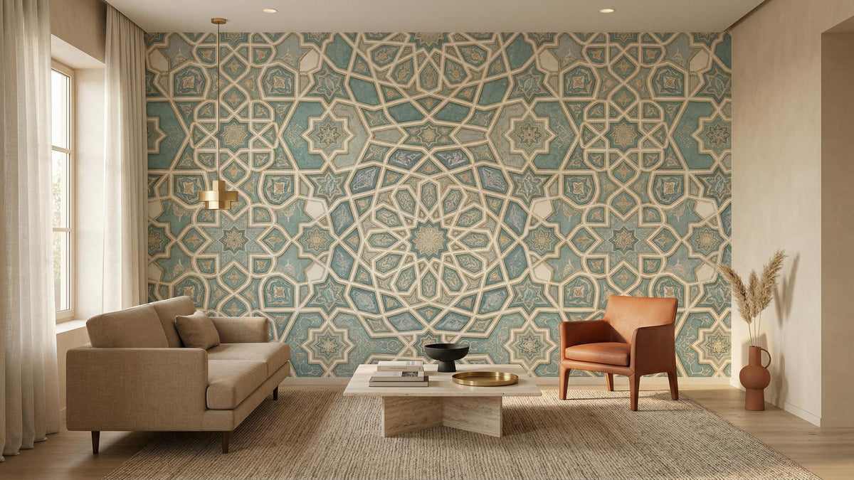 Oturma Odası için Modern Aqua duvar kağıdı
