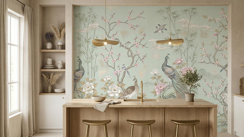 Vintage Aqua wallpaper for Kitchen