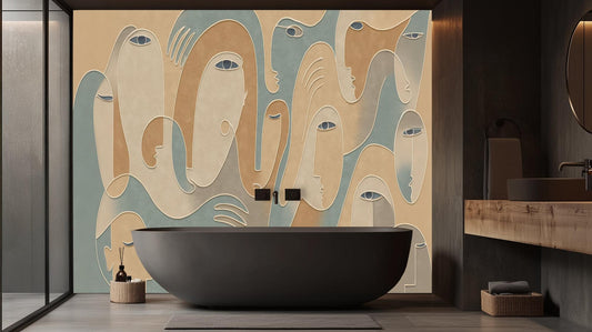 Abstract Beige wallpaper for Bathroom