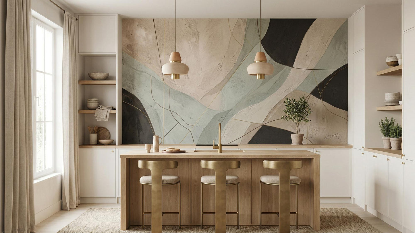Abstract Beige wallpaper for Kitchen