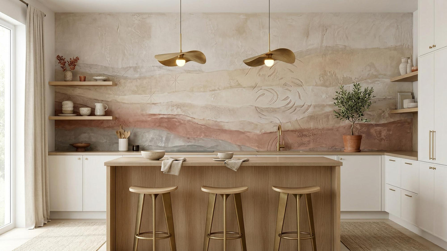 Abstract Beige wallpaper for Kitchen