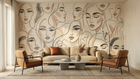 Abstract Beige wallpaper for Living Room
