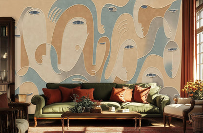 Abstract Beige wallpaper for Living Room
