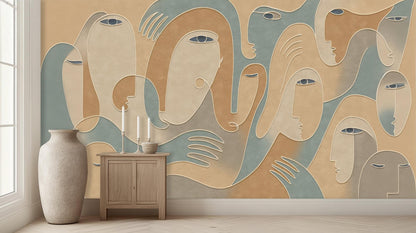 Abstract Beige wallpaper for Living Room