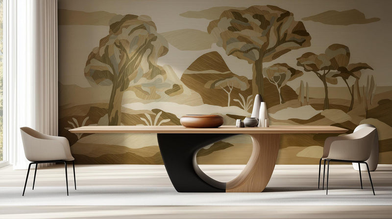 Abstract Beige wallpaper for Living Room