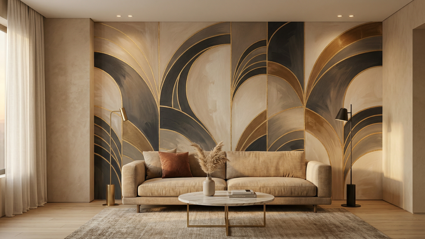 Art Deco Beige wallpaper for Living Room