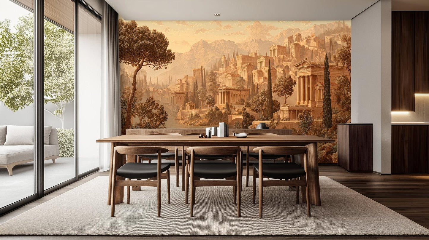 Classical Beige wallpaper for Dining Room