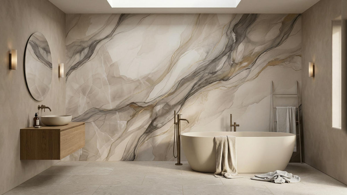 Contemporary Beige wallpaper for Bathroom