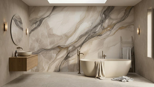 Contemporary Beige wallpaper for Bathroom