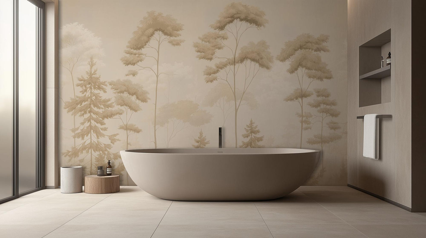 Contemporary Beige wallpaper for Bathroom
