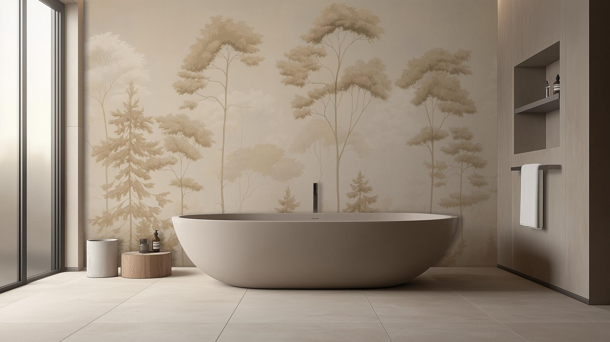 Contemporary Beige wallpaper for Bathroom