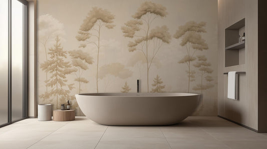 Contemporary Beige wallpaper for Bathroom