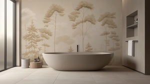 Contemporary Beige wallpaper for Bathroom