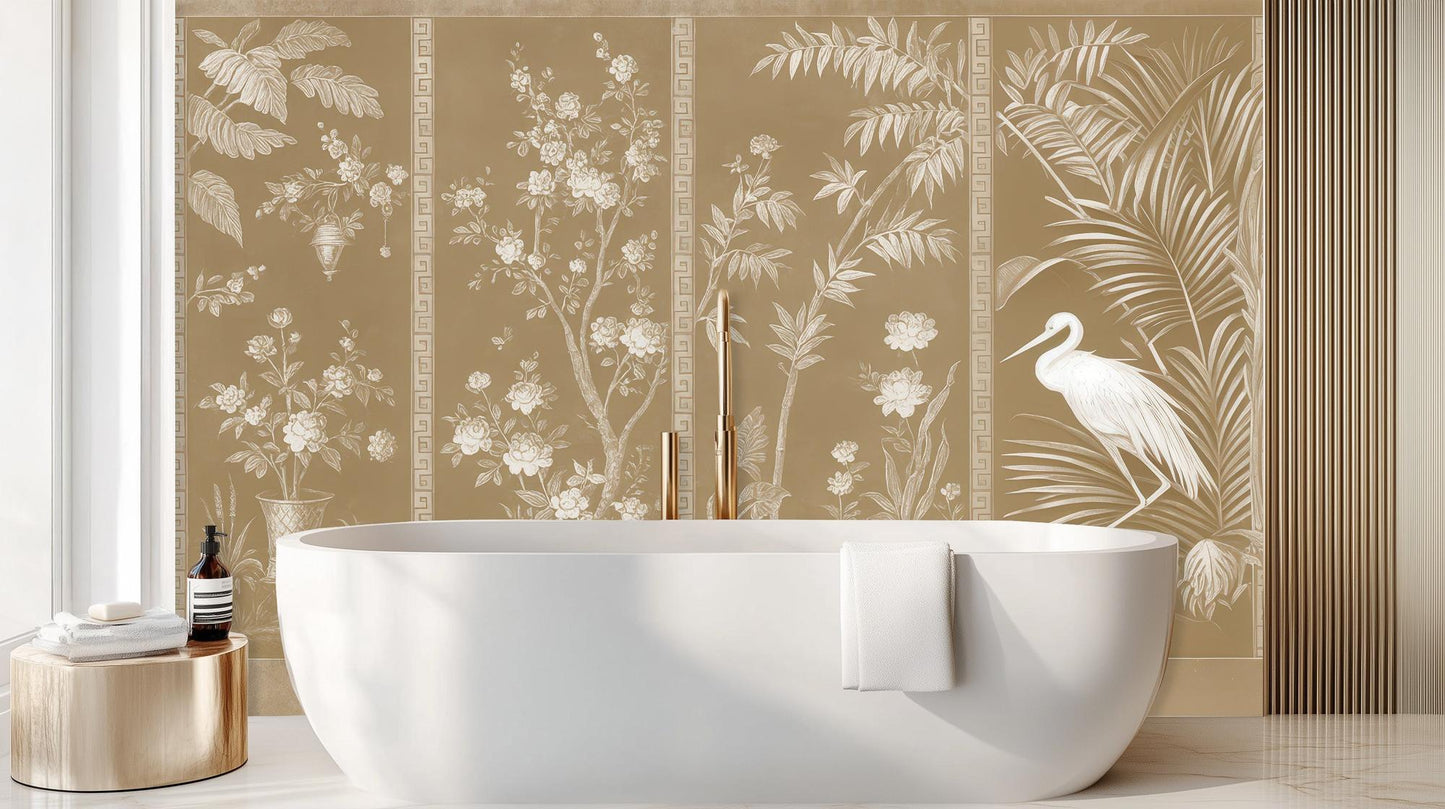 Contemporary Beige wallpaper for Bathroom