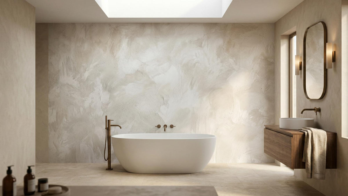 Contemporary Beige wallpaper for Bathroom