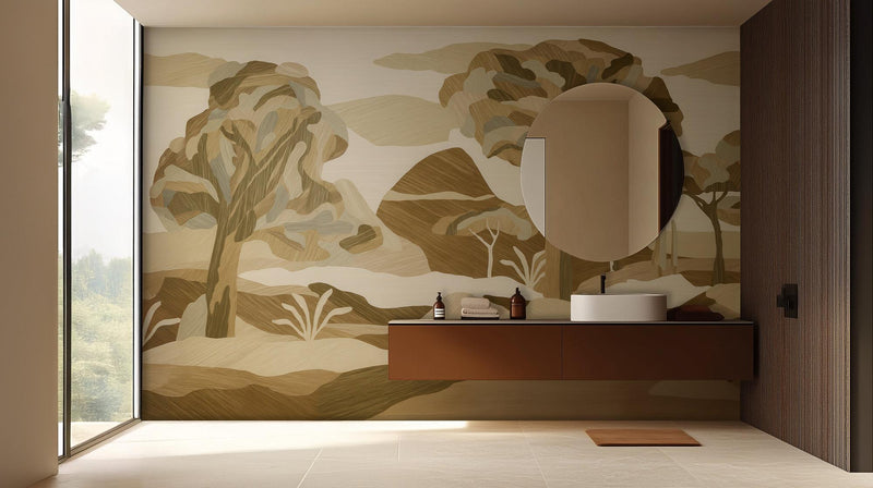 Contemporary Beige wallpaper for Bathroom