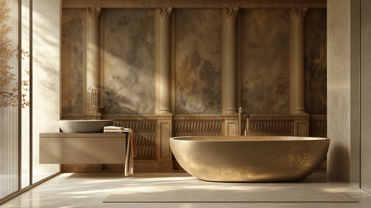 Contemporary Beige wallpaper for Bathroom