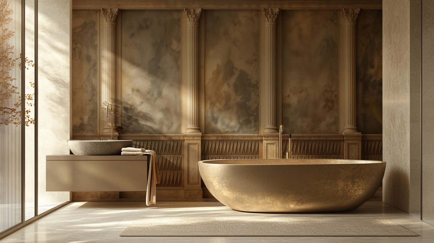 Contemporary Beige wallpaper for Bathroom