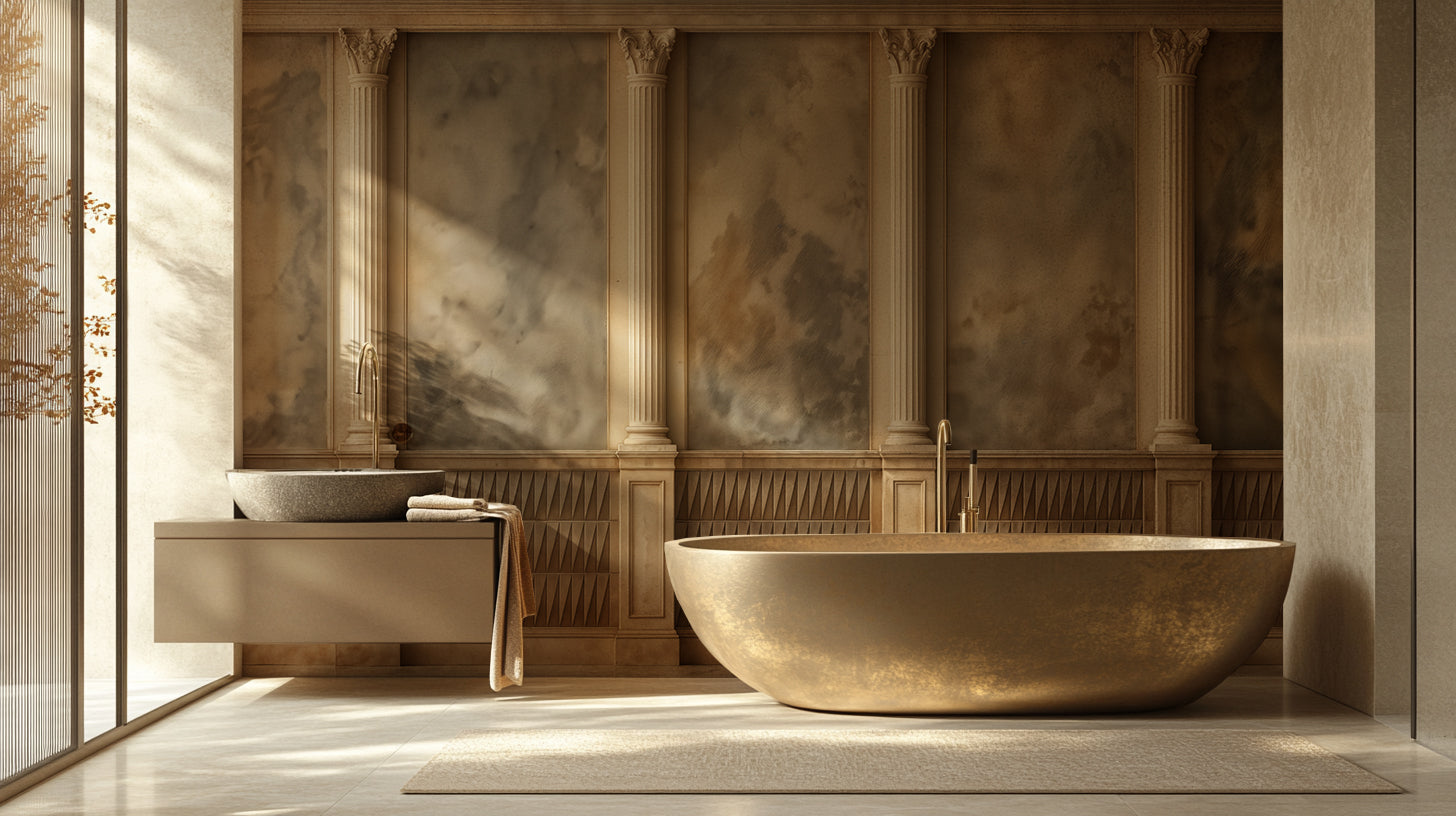 Contemporary Beige wallpaper for Bathroom