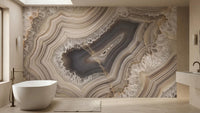 Agate Slice Illusion wallpaper mural for a bathroom wall