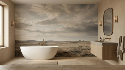 Contemporary Beige wallpaper for Bathroom