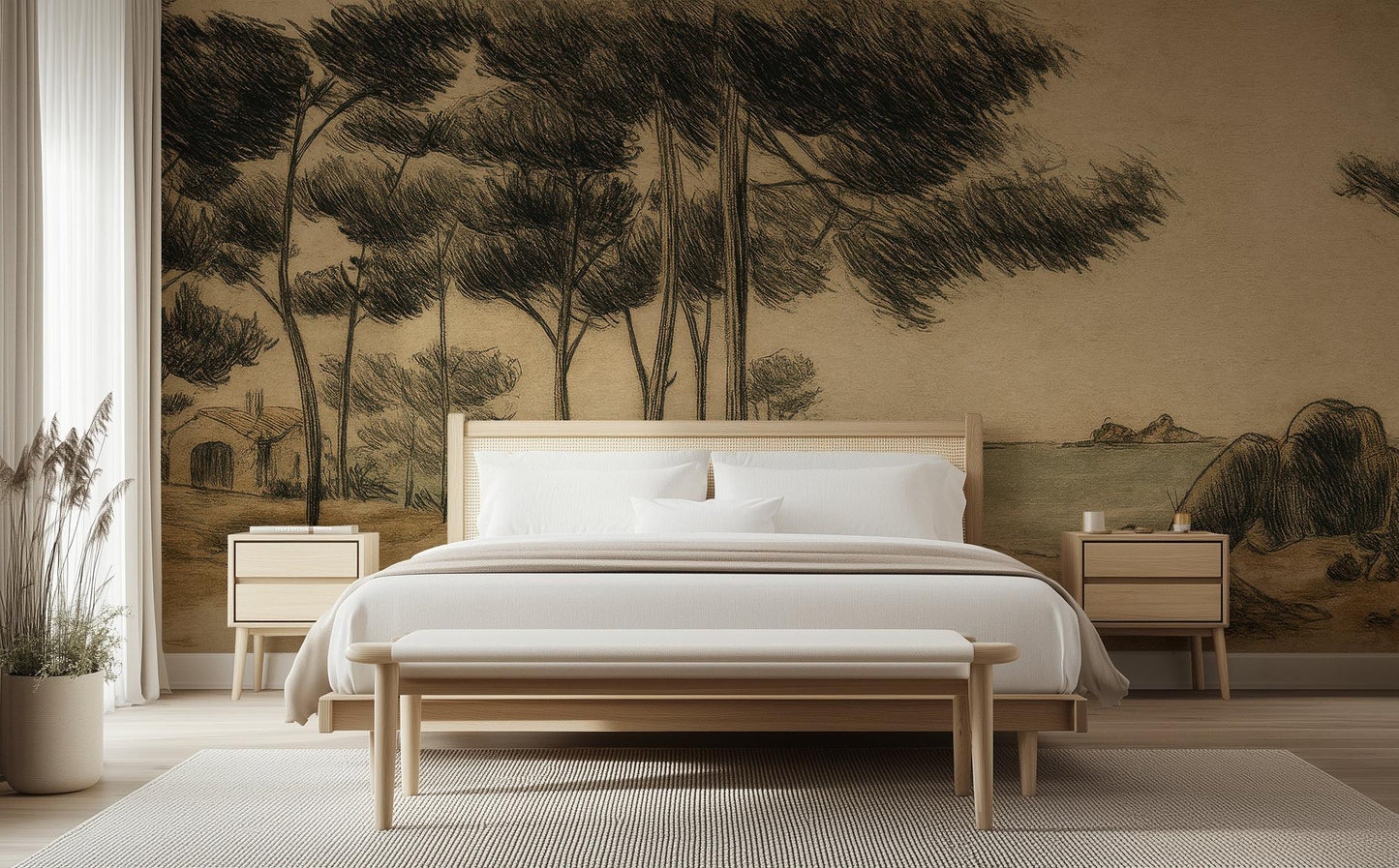 Contemporary Beige wallpaper for Bedroom
