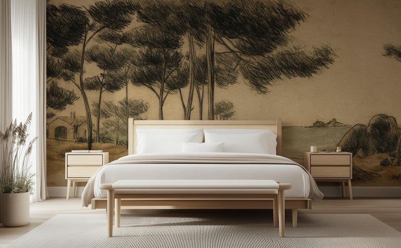 Contemporary Beige wallpaper for Bedroom