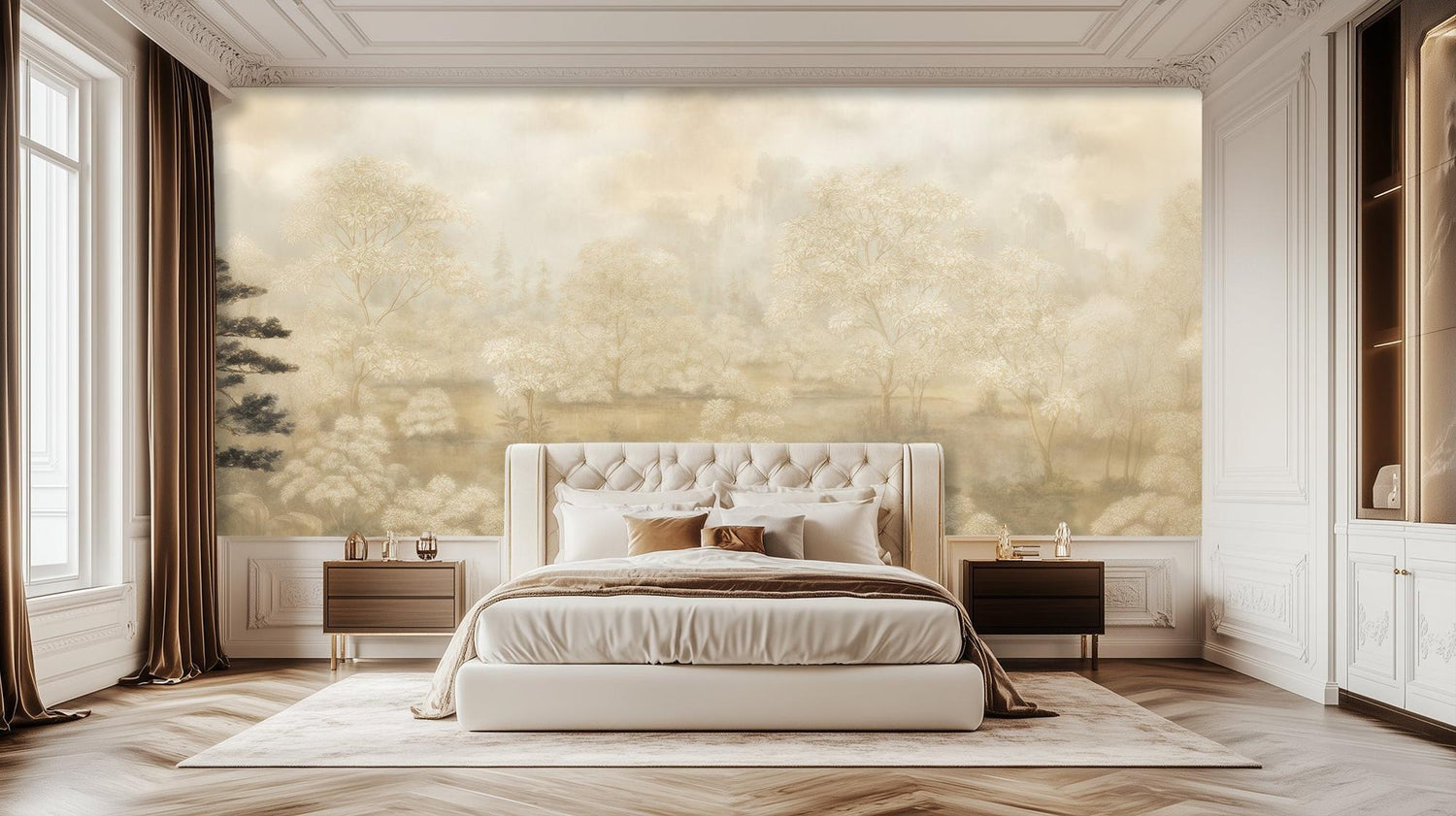 Contemporary Beige wallpaper for Bedroom