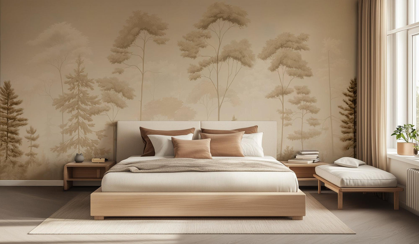 Contemporary Beige wallpaper for Bedroom