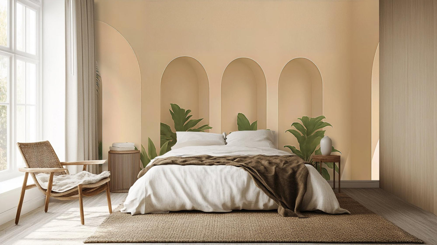 Contemporary Beige wallpaper for Bedroom