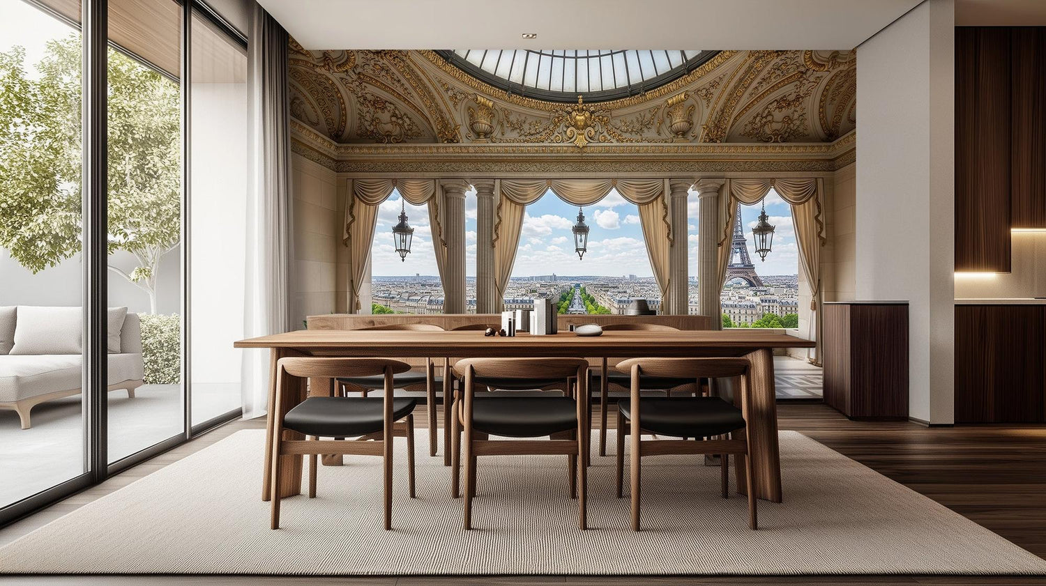 Contemporary Beige wallpaper for Dining Room