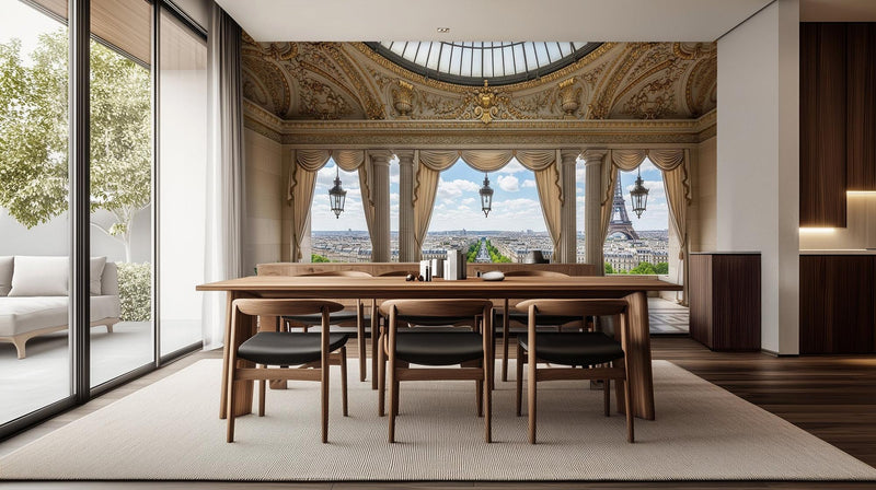 Contemporary Beige wallpaper for Dining Room