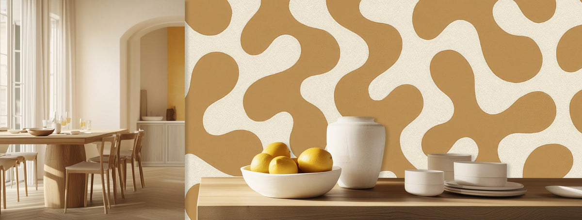 Contemporary Beige wallpaper for Dining Room